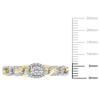 Carat T.W. Dijamantni 10KT žuto zlato ovalna veza halo zaručnički prsten