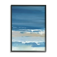 Stupell Industries Sruši valove Ocean Shoreline Slika plaža crna uokvirena umjetnička print zidna umjetnost, dizajn