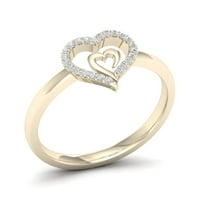 1 10CT TDW Diamond 10k Žuto zlato srce u srčanom modnom prstenu