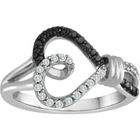 Dijamantni prsten od čistog srebra u crno-bijelom karatu