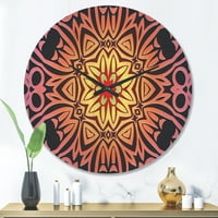 DesignArt 'Sažetak geometrijskog cvijeta na crvenom' Moderni drveni zidni sat