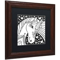 Zaštitni znak likovna umjetnost Slatki jednorog Canvas Art by Hello Angel, Black Matte, Wood Frame