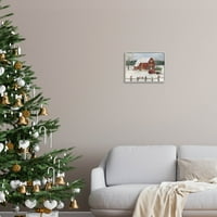 Snježno blagdansko božićno drvce pejzažno slikarstvo u sivom okviru umjetnički tisak na zidu, dizajn Sallie Matchland