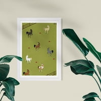 Wynwood Studio životinje uokvirene zidne umjetničke otiske 'Horse Herd' Form Animals Dekor - zelena, smeđa, 13 19