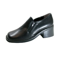 Kožne cipele široke širine ženske širine s bočnim patentnim zatvaračem crnim 8.5