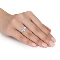 MIABELLA WOMANS 2- CArat T.G.W. White izrezana osmerokuta stvorila je zaručnički prsten od 3-kamen