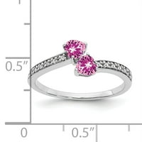 Primalno zlato karatno bijelo zlato stvorilo je ružičasti safir i dijamantni prsten