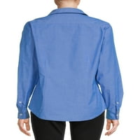 Blu White Blu ženskog čvrstog gumba-fronta košulja