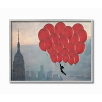 Stupell Industries CityScape Girl Balloons Sažetak Moderni dizajn kolaža Fotografija siva uokvirena umjetnička print