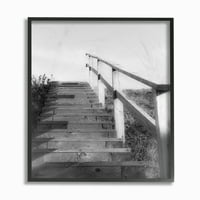 Stupell Industries na plaži stepenice morski ocean vintage crno -bijela fotografija uokvirena zidna umjetnost namjerno