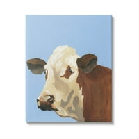 Stupell Industries Blue Farm krava portretna galerija grafičke umjetničke galerije zamotana platna za tisak zidne