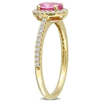 Miabella Ženska karat T.G.W. Pink Sapphire i Carat T.D.W Diamond 10KT žuti zlatni halo prsten