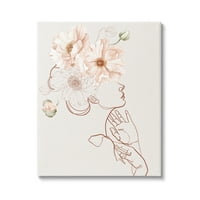 Stupell Industries cvjetaju ružičastim cvjetovima žena minimalni obris dizajna platna zidna umjetnost, 30, dizajn