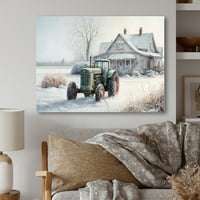 Dizajnerski traktor u šupi zimi platno zidna umjetnost
