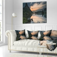 Dizajn zadivljujući izlazak sunca nad jezerom Panorama - pejzažni tiskani jastuk za bacanje - 18x18