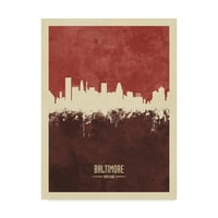 Zaštitni znak likovna umjetnost 'Baltimore Maryland Skyline Red II' platno umjetnost Michaela Tompsetta